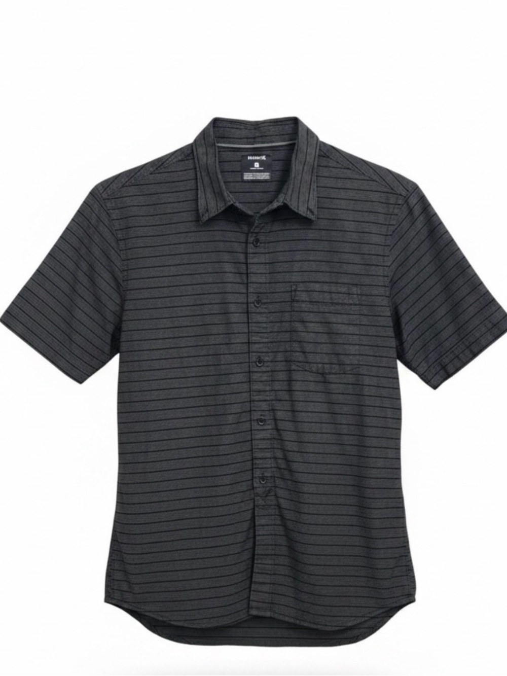 Hurley Men's Charcoal Gray/ Black Striped Short-Sleeve Button-Up Shirt
